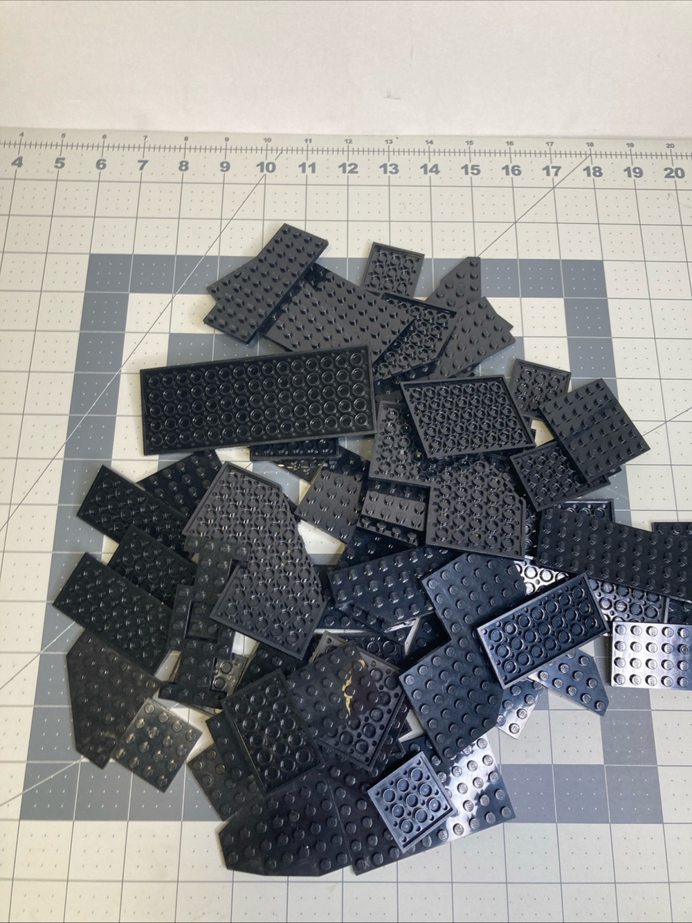 Lot of 57 Black LEGO Plates Rectangular Various Angled Wedge Wing Pieces